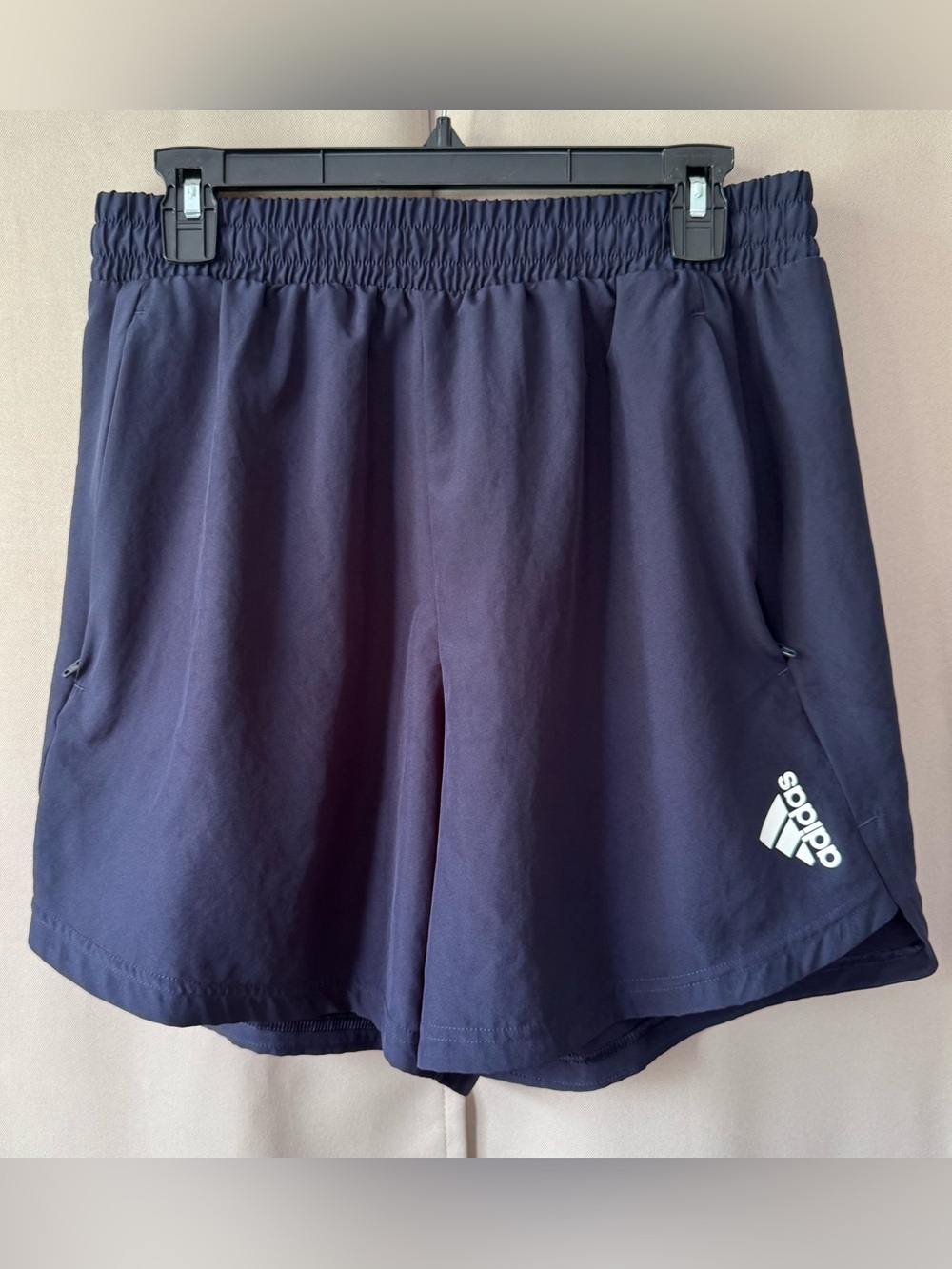 Men’s Adidas Navy Blue Athletic Shorts with White Logo - 6” Inseam Quick Dry